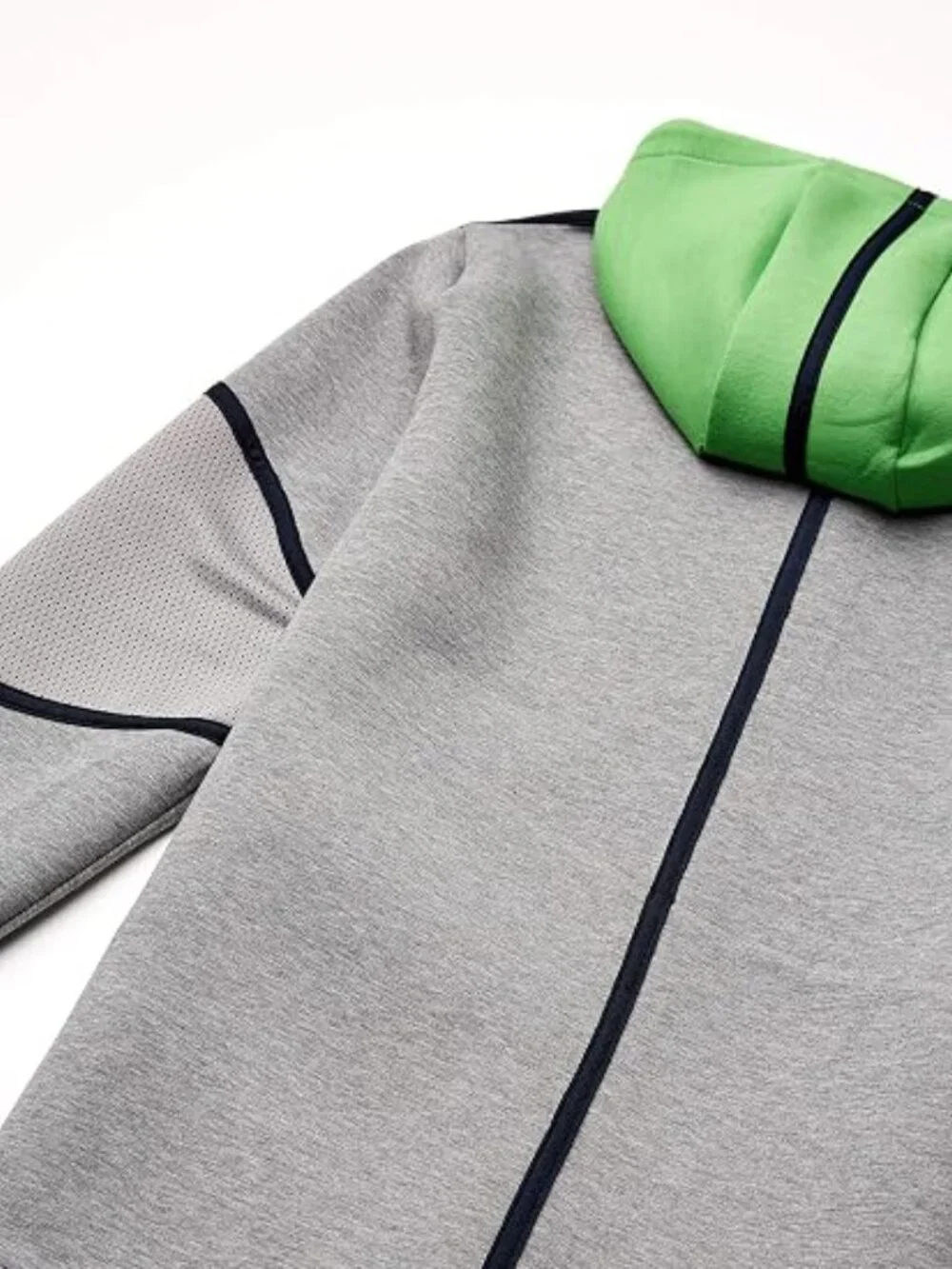 Armani Exchange A|X Gray Full Zip Hoodie Bright Green Hood Lining